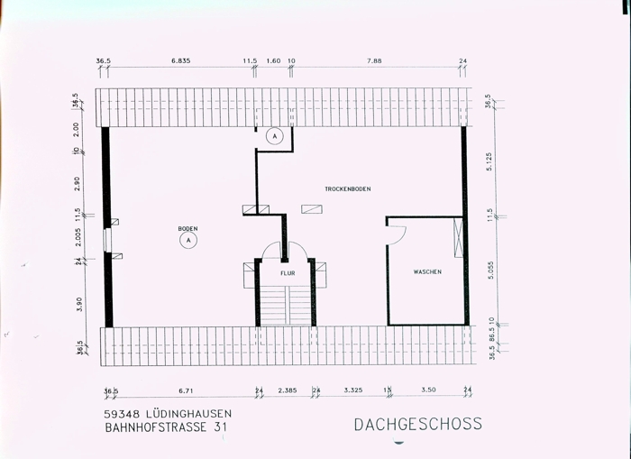 36. Plan Trockenboden und Waschraum